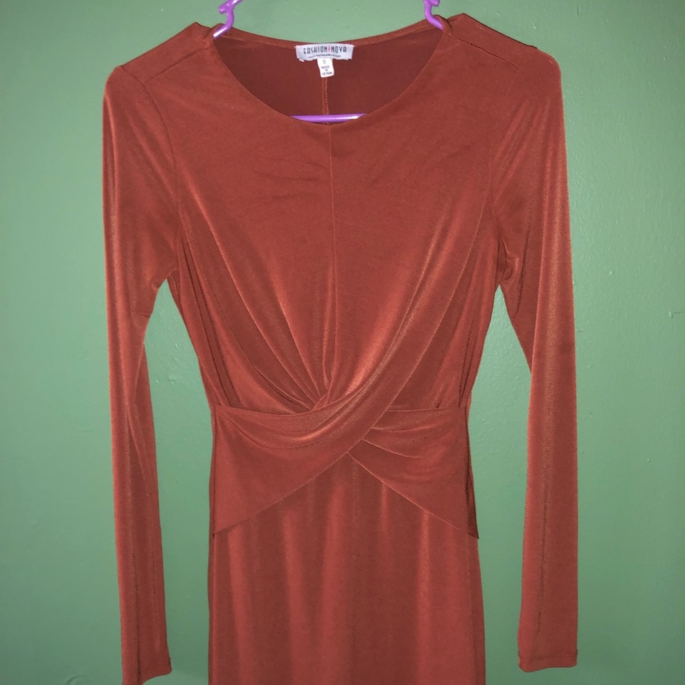 Fashion Nova Long Sleeved Brown Dress